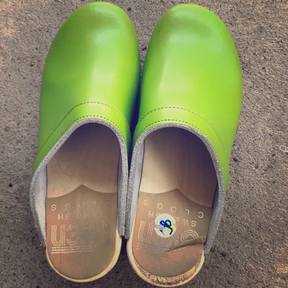 lime green clogs